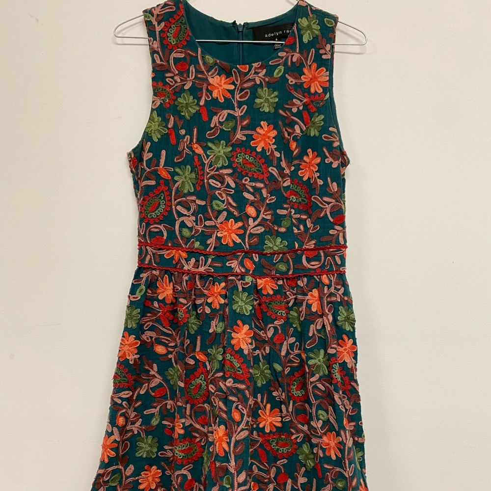 Anthropologie embroidered knee length dress